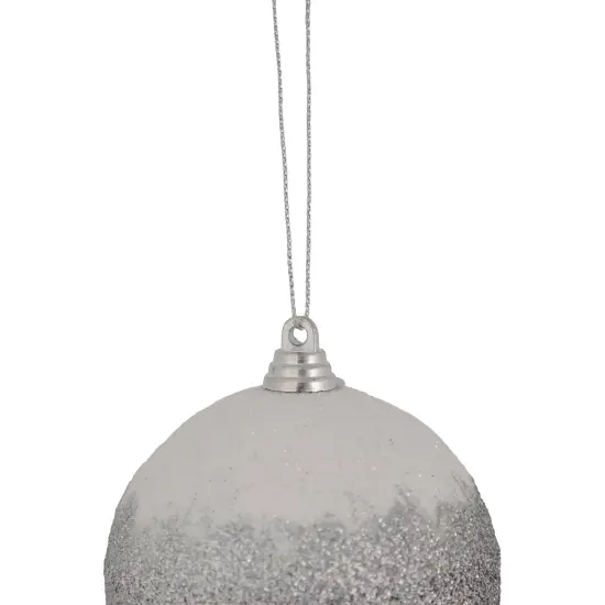 Northlight Ombre Glitter Drenched Shatterproof Christmas Ball Ornament - 3" - Silver and Black White {3}