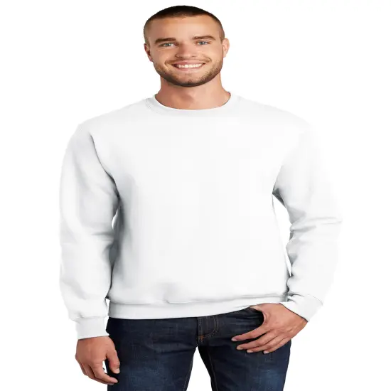 Port & Company&reg; Essential Fleece Crewneck Long Sleeve Sweatshirt White {1}