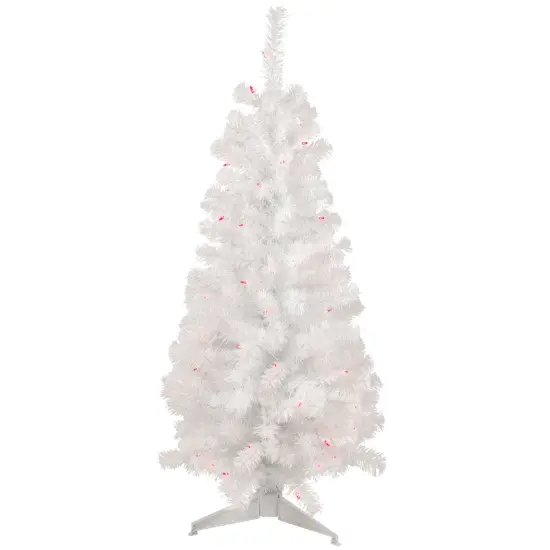 Northlight 4' Pre-Lit White Pine Slim Artificial Christmas Tree - Pink Lights {3}