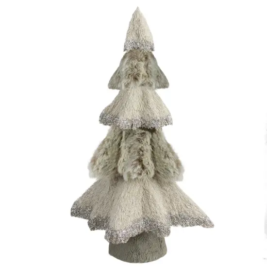 Northlight Sisal and Faux Fur Christmas Tree with Glitter - 20" - Gray {1}
