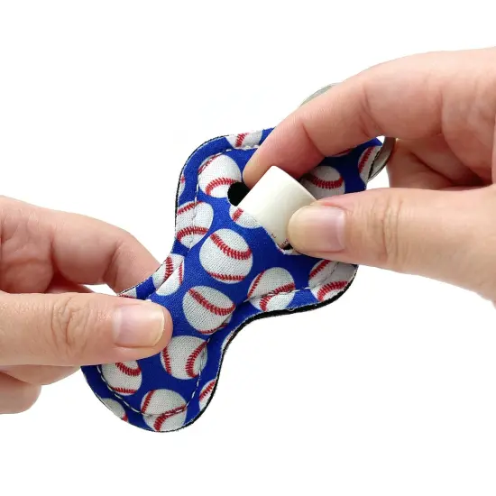 Wrapables 10 Pack Chapstick Holder Keychain with 10 Pieces Metal Clasps Play Ball {5}