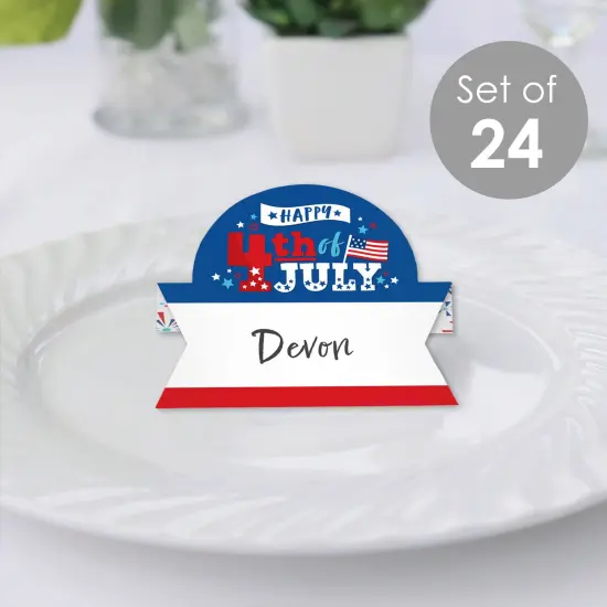 Big Dot of Happiness Firecracker 4th of July - Red, White and Royal Blue Party Tent Buffet Card - Table Setting Name Place Cards - Set of 24 {3}