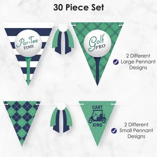 Big Dot of Happiness Par-Tee Time - Golf - DIY Birthday or Retirement Party Pennant Garland Decoration - Triangle Banner - 30 Pieces {6}