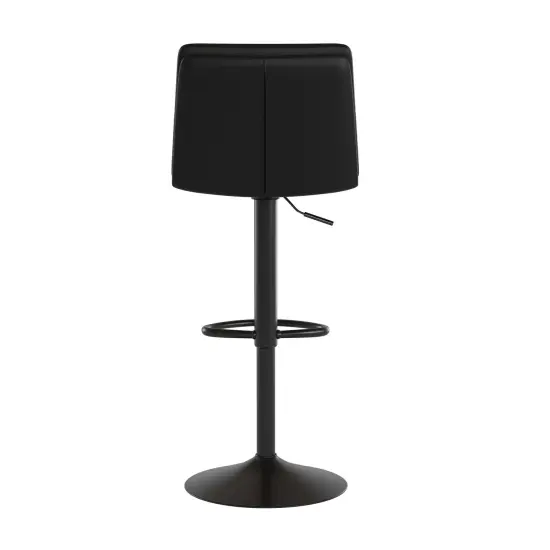 Merrick Lane Keene Modern Upholstered Adjustable Height Stools with Sturdy Iron Bases Black/Black {4}
