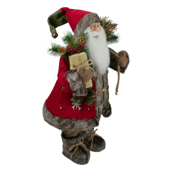 Northlight 24" Country Rustic Santa Claus with Snowflake Jacket Christmas Figure Brown {5}