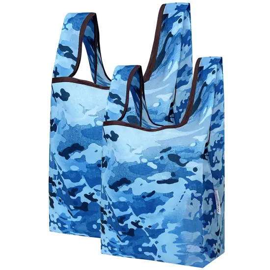 Wrapables JoliBag Collection Reusable Shopping Bag (Set of 2) Blue Camo {1}