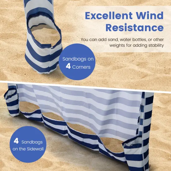 Costway 6 x 6FT Foldable Beach Cabana Tent withCarrying Bag Detachable Sidewall {4}