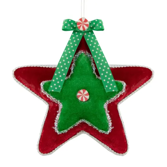 Northlight Plush Peppermint Star Christmas Ornament - 8" - Red and Green {1}