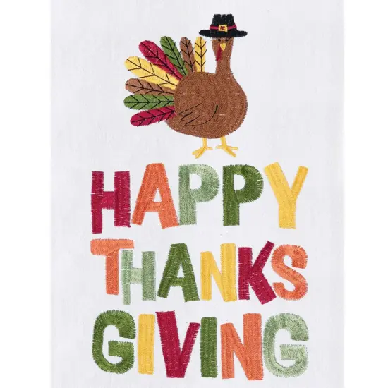 "Happy Thanksgiving" Turkey Cotton Flour Sack Kitchen Dishtowel {4}