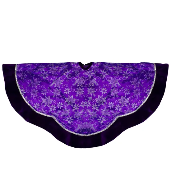 Northlight Glittered Floral Christmas Tree Skirt - 48" - Purple and Silver {3}