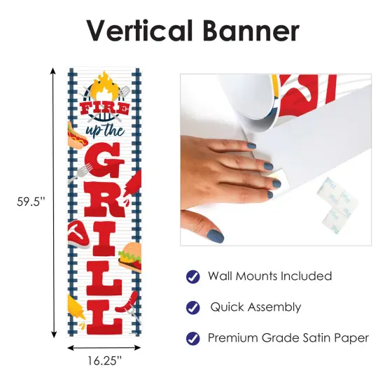 Big Dot of Happiness Fire Up the Grill - Summer BBQ Picnic Party Front Door Decoration - Vertical Banner {4}