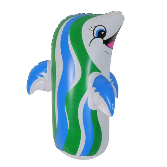 Swim Central 18" Inflatable White and Blue Dancing Dolphin Pool and Spa Bop Bag {3}