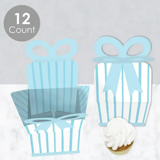 Big Dot of Happiness Blue Stripes - Square Favor Gift Boxes - Simple Party Bow Boxes - Set of 12 {4}