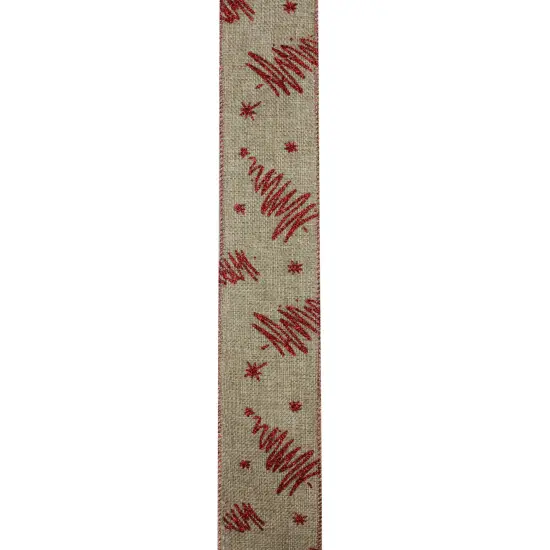 Northlight Pack of 12 Red and Beige Christmas Tree Wired Craft Ribbons - 2.5" x 120 Yards {3}