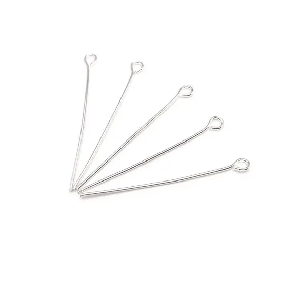100 or 500 Pieces: 35 mm Silver Plated Eye Pins, 21 gauge {1}