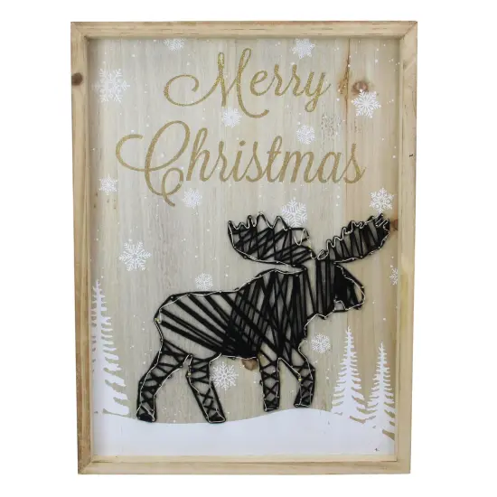 Northlight Lighted Wood Framed String Art Moose Christmas Wall Hanging - 16" Brown {1}