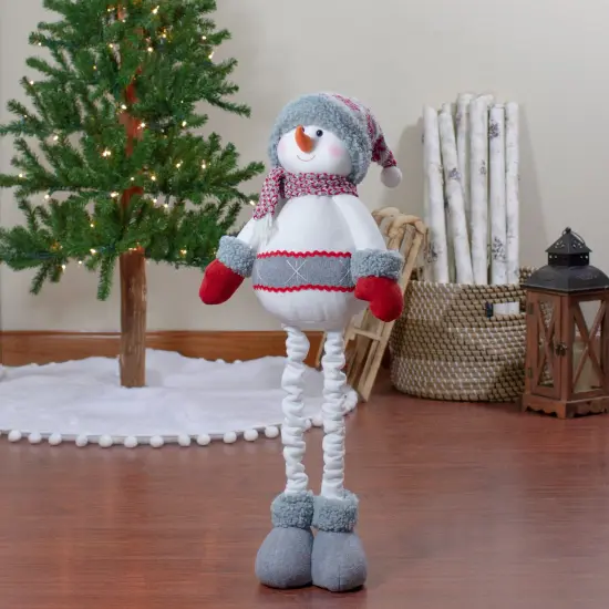 Northlight Plush Nordic Snowman Christmas Figure - 22" - Red and Gray White {3}
