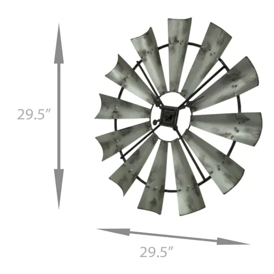 Distressed Grey Rustic 30 inch Metal Windmill Wall Clock {5}