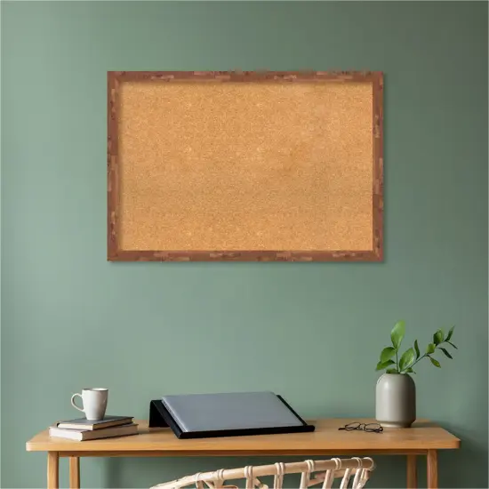 Fresco Wood Framed Corkboard, Natural Cork Fresco Light Pecan {5}