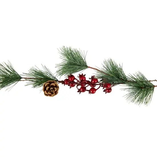 Northlight Pre-Lit LED Battery Operated Pine and Berry Christmas Garland - 6.5' - Warm White Green {3}