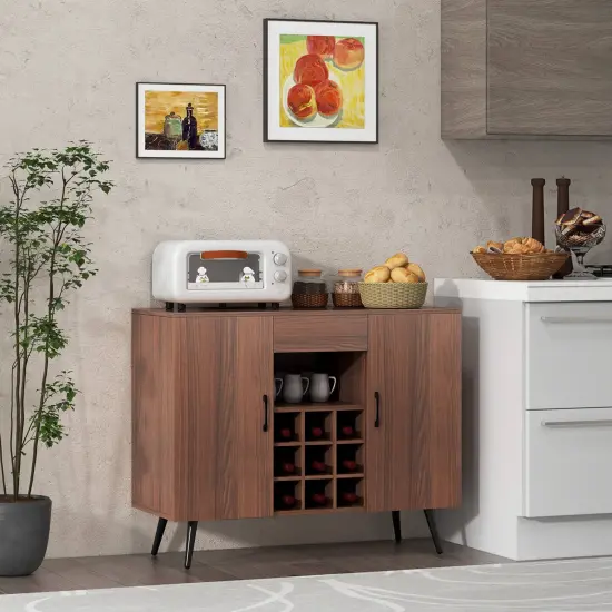 Costway Buffet Sideboard Cabinet Wine Bar Cabinet with Drawer & Adjustable Shelves {2}