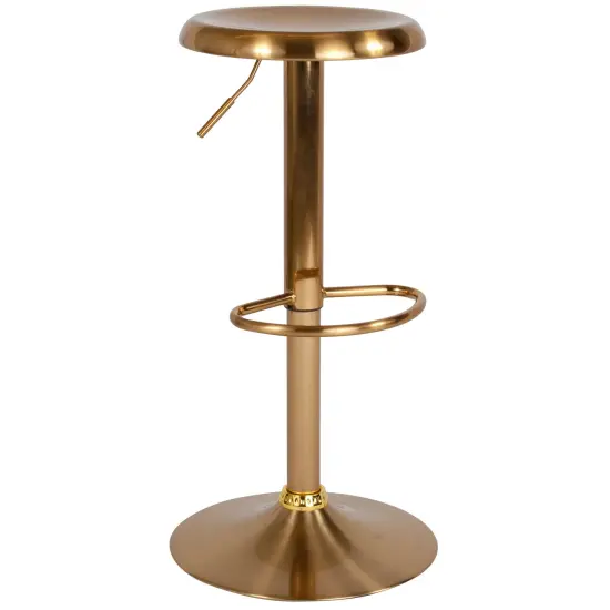 Merrick Lane Audrey Retro Style Height Adjustable Barstool with Footrest Gold {1}