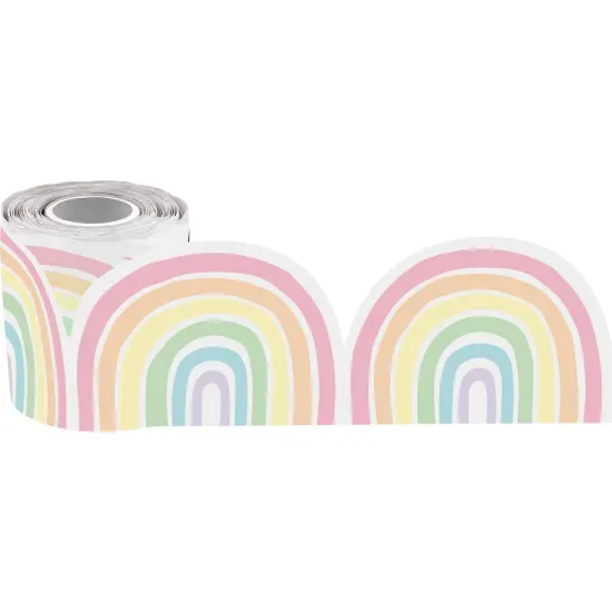 Pastel Pop Rainbows Die-Cut Rolled Border Trim, 50 Feet, 3 Rolls {2}