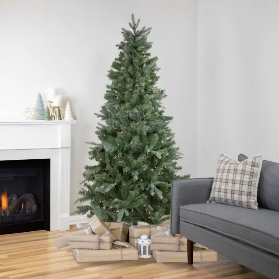 Northlight Real Touch&trade; Pre-Lit Slim Granville Fraser Fir Artificial Christmas Tree - 7.5' - Clear Lights Green {1}