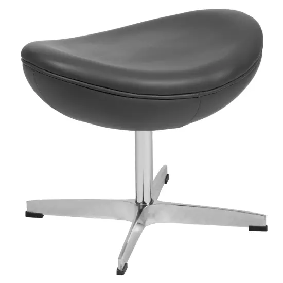 Merrick Lane Olwen Saddle Wing Ottoman Modern Footrest with Metal Base White LeatherSoft {6}