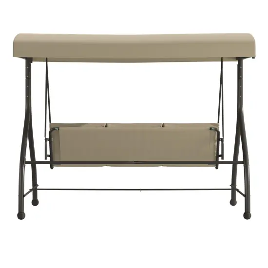 Emma and Oliver 3-Seat Outdoor Steel Converting Patio Swing and Bed Canopy Hammock Gray {9}