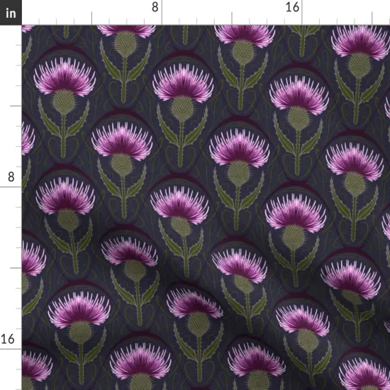 Various Fabrics by the Yard or Fat Quarter Art Nouveau Medium Scale Botanicals Thistle Dark Blue Purple Custom Printed Fabric by Spoonflower {2}