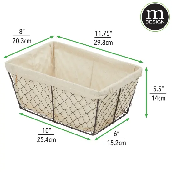mDesign Medium Chicken Wire Storage Basket, Fabric Liner {3}