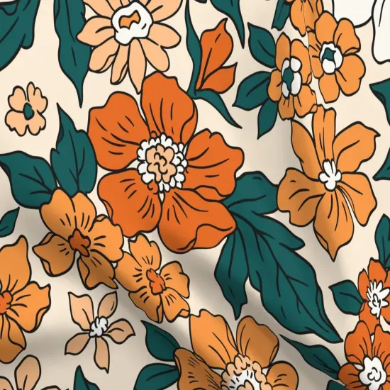 Various Fabrics by the Yard or Fat Quarter Tropical Flowers Botanical Retro Mid Century Large Scale Floral Custom Printed Fabric by Spoonflower {5}