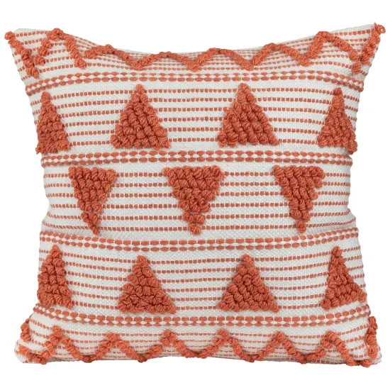 Northlight 20" Orange and Cream Handloom Woven Outdoor Square Throw Pillow {1}