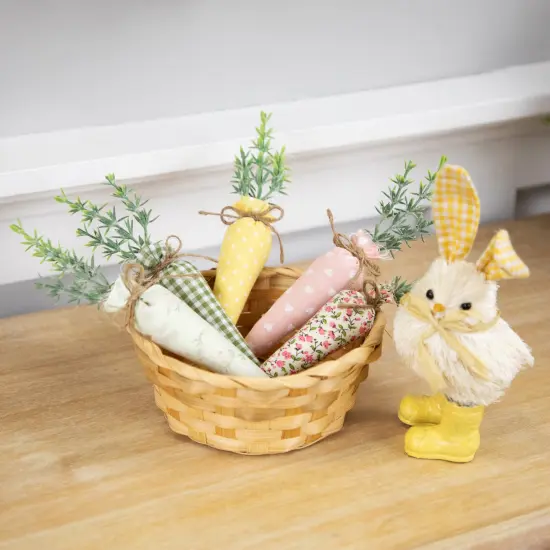 Northlight Fabric Carrot Easter Decorations - 9" - Green and Pink - Set of 5 {4}