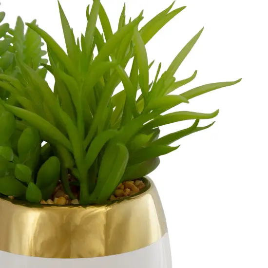 Northlight Mixed Artificial Succulent Arrangement in Ceramic Pot - 6.5" Green {6}