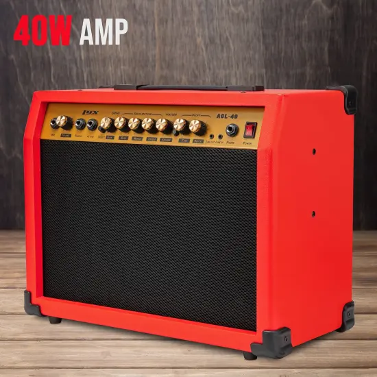 LyxPro Electric Guitar Amp, 40 Watt Portable Amplifier Red {3}