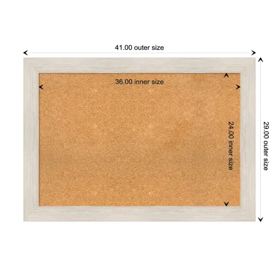 Hardwood Wood Framed Corkboard, Natural Cork Hardwood White Wash {3}