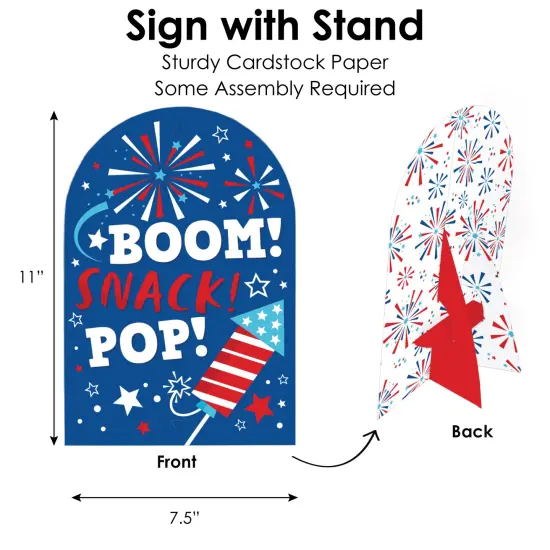 Big Dot of Happiness Firecracker 4th of July - DIY Red, White and Royal Blue Party Signs - Snack Bar Decorations Kit - 50 Pieces {6}