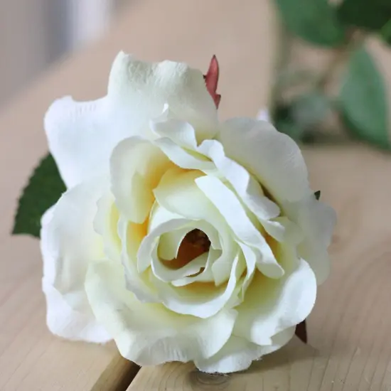 Allstate Long Stem Blooming Rose Artificial Floral Spray - 23" - Cream and Green White {4}