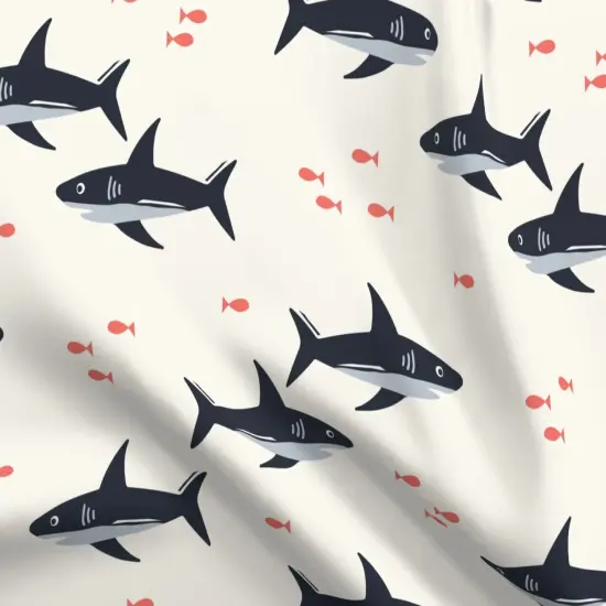 Various Fabrics by the Yard or Fat Quarter Ocean Under The Sea Marine Life Nautical Beach Waves Sharks Fish Custom Printed Fabric by Spoonflower {5}