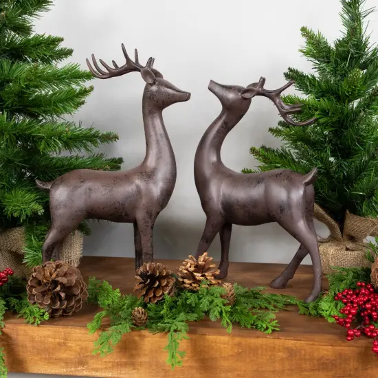 Northlight Standing Deer Christmas Decorations - 14" - Brown - Set of 2 {4}