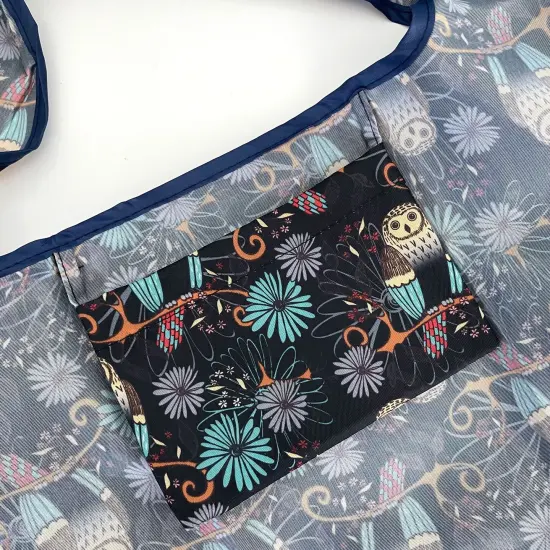 Wrapables Large Foldable Tote Nylon Reusable Grocery Bags Deco Owls {3}