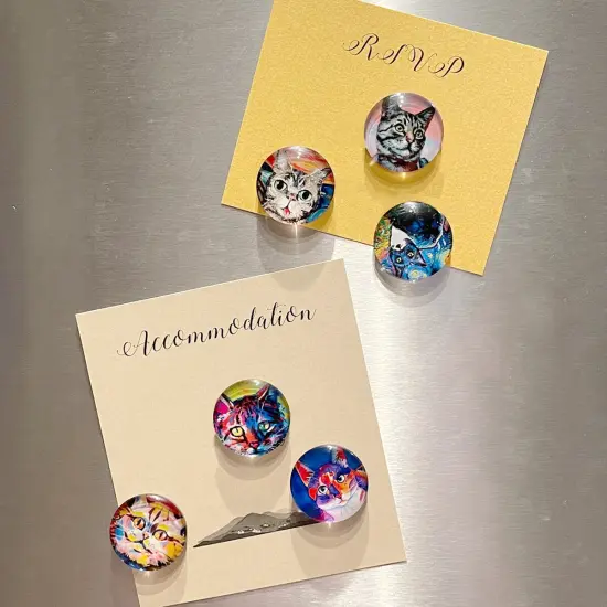 Wrapables Crystal Glass Magnets, Refrigerator Magnets for Office Whiteboards, Cabinets, Lockers (Set of 12) Cats {6}