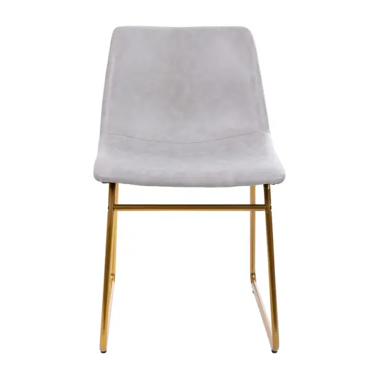 Merrick Lane Carrollton 18 inch Faux Leather Bucket Seat Dining Chairs, Set of 2 LightGrayLeaSft/Gold {3}