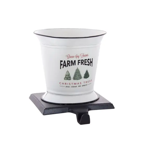 Melrose 7.25" White and Black Bucket Stocking Holder Christmas Decoration {1}