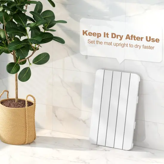 Costway 21.5" x 13.5" Bath Mat Waterproof HIPS Spa Shower Mat with Non Slip Foot Pads Brown/White {5}