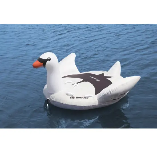 Swim Central Two Person Giant Towable Lay On Swan With Handles - 84-Inch - White and Black {3}