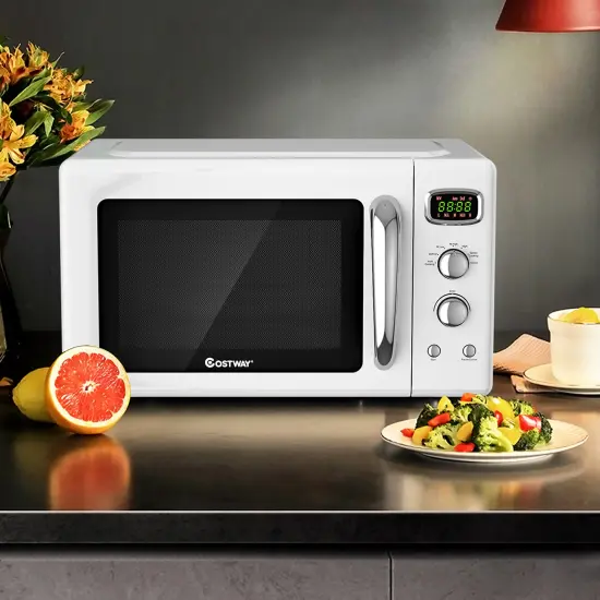 Costway 0.9Cu.ft. Retro Countertop Compact Microwave Oven 900W 8 Cooking Settings BlackGreenWhite {8}