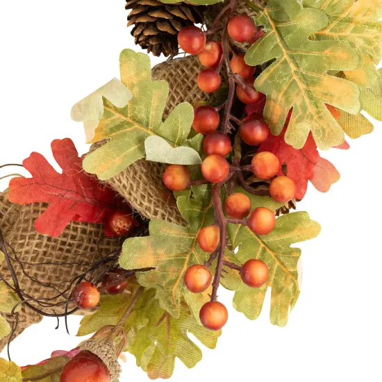 Northlight Berries and Pinecones Artificial Fall Harvest Twig Wreath, 18-Inch, Unlit Orange {5}